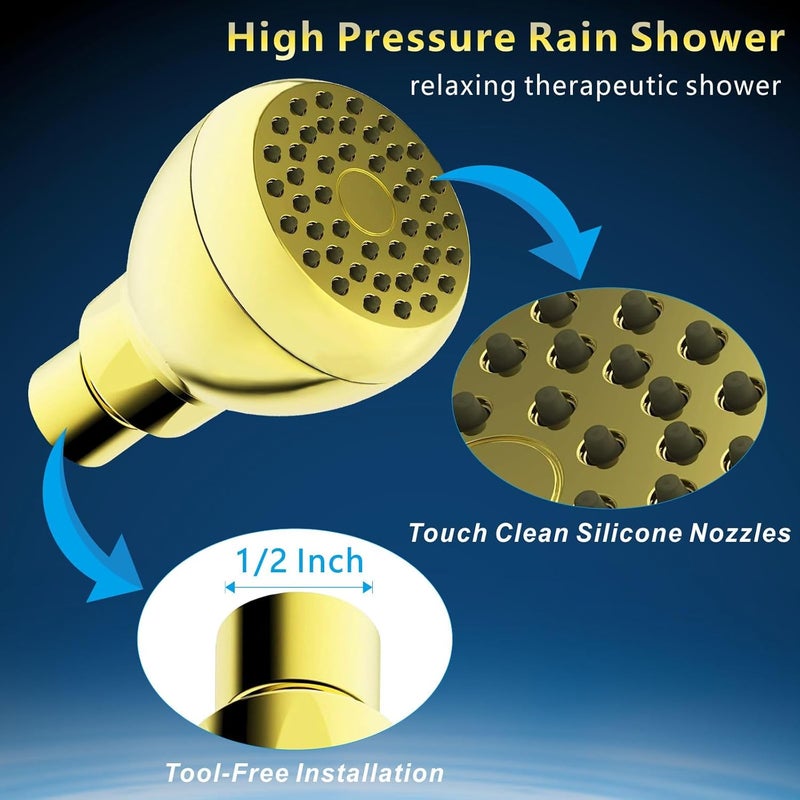 Nuodan High Pressure Shower Head - Powerful Bathroom Pressure Boosting Showerhead - Perfect Universal Replacement for Bathroom Shower Heads (Gold) - Image 4